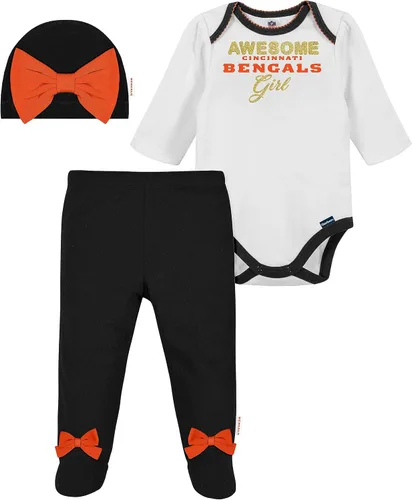 Vista 19 de NFL Conjunto de enterizo, pantalón con pies y gorro de 3 piezas para bebé niña