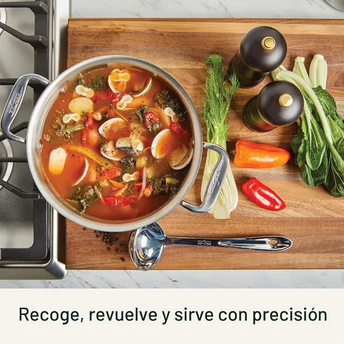Vista 4 de All-Clad Herramientas de cocina de acero inoxidable de especialidad Cucharón de sopa Herramientas de cocina, cocina Hacks plata Plateado