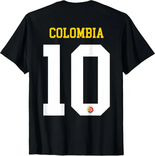 Vista 2 de Camiseta de fútbol Colombia 10 + ATRÁS Camisa de fútbol Colombiana, Negro