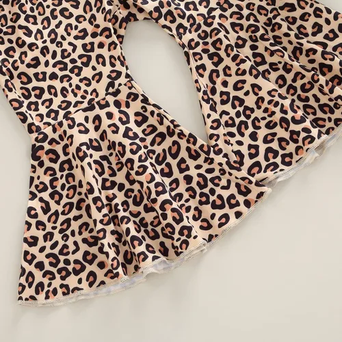 Vista 7 de AEEMCEM Conjunto de ropa de Halloween para bebé niña, sudadera con estampado de letras de Hello Pumpkin y pantalones acampanados de leopardo