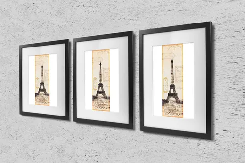 Vista 2 de Póster de 12x36, diseño de la Torre Eiffel vintage delgada