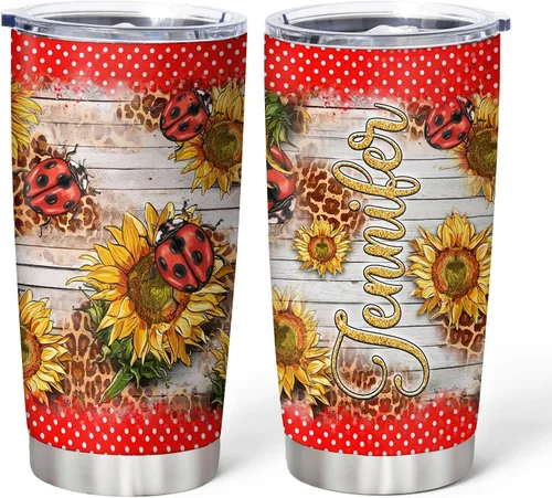 Vista 12 de Hyturtle Regalos personalizados para amantes de las mariquitas – Just A Girl Who Loves Ladybugs - Vaso de acero inoxidable personalizado de 20 onzas