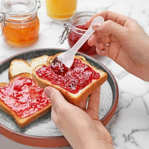 Vista 4 de 400 cucharas de postre desechables para degustación, mini cucharas de plástico para muestras de helado para tazas de postre en miniatura, muestreo