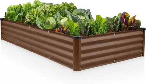 Vista 13 de Plant & Plot Camas de jardín elevadas galvanizadas para exteriores/ Jardinera elevada de 6 x 3 x 1 pie para jardinería, verduras, flores, caja