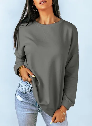 Vista 2 de Dokotoo Women's Casual Crew Neck Sweatshirt Loose Soft Long Sleeve Pullover Tops