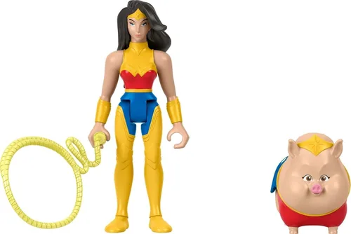 Vista 5 de Fisher-Price DC League of Super-Pets Juguetes preescolares Wonder Woman y PB Juego de figuras posables para juegos de simulación para niños a partir
