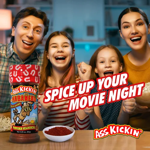 Vista 6 de ASS KICKIN' Condimento para palomitas de maíz Habanero – Ideal para palomitas de maíz gourmet o alitas de pollo y carne – Perfecto para rellenar