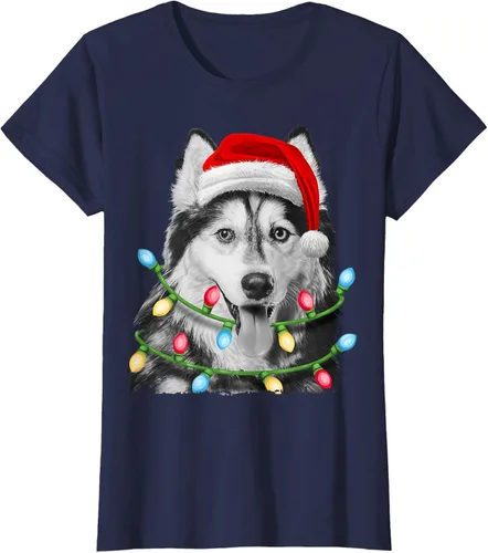 Vista 24 de Camiseta para niños con diseño de hachís siberiano con luces de árbol de Navidad Negro