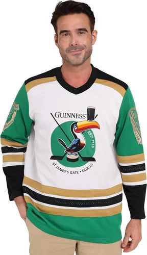 Vista 3 de Guinness Toucan Hockey Jersey Embroidered Polyester Athletic Shirt Official Merchandise Negro -verde