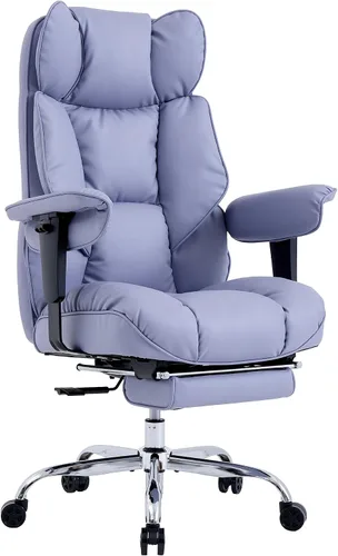Vista 8 de Efomao Silla de Oficina Grande y Alta 400lbs - Sillas de Oficina Ejecutivas con Reposapiés, Silla de Computadora de Cuero PU Resistente