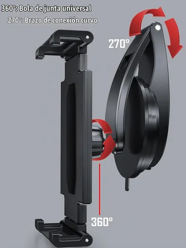 Vista 4 de UNICOLD Soporte para tablet de tablero de automóvil, ventosa giratoria de 360° con abrazadera grande para iPad Pro, iPad Air/Mini, iPhone, Samsung