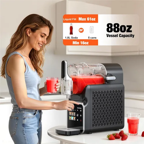 Vista 7 de Máquina de granizado sin necesidad de hielo, limpieza automática, 220 W, máquina de bebidas congeladas rápidas con 6 programas preestablecidos