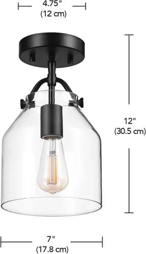 Vista 7 de GLOBE Electric 66000080 Lámpara de techo empotrada de 1 luz, negro mate, pantalla de vidrio angular, accesorios de iluminación de techo