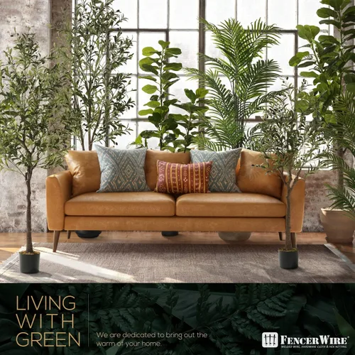 Vista 9 de Fencer Wire Árbol de higuera artificial de hoja de violín, 6/7 pies en maceta con musgo seco, para casa, oficina, tienda, árbol sintético de ficus
