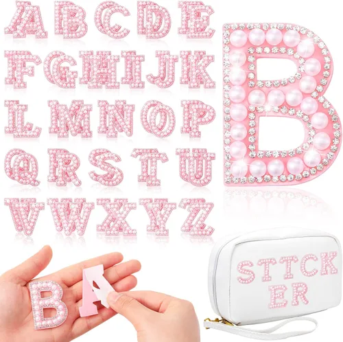 Vista 12 de WILLBOND 52 Piezas Parches Autoadhesivos de Letras con Perlas y Diamantes de Imitación A-Z Calcomanías de Letras con Diamantes de Imitación