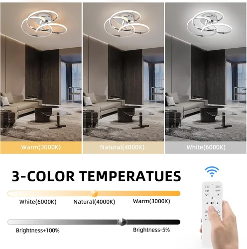 Vista 3 de CANEOE Lámpara de Techo LED Moderna, 42W Regulable Lámpara de Techo Empotrada con Control Remoto, Lámpara de Techo LED de Montaje Empotrado