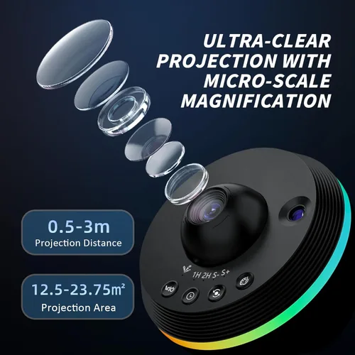 Vista 3 de Proyector de galaxia, proyectores de estrellas, planetario para el hogar, techo, cielo estrellado, luz nocturna con tira de luz, proyector de Negro