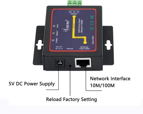 Vista 4 de CERRXIAN RS485 a Ethernet RJ45 TCP/IP Serial Device Servidor Convertidor Transmisión Transparente Dispositivo de Comunicación de Datos Seriales
