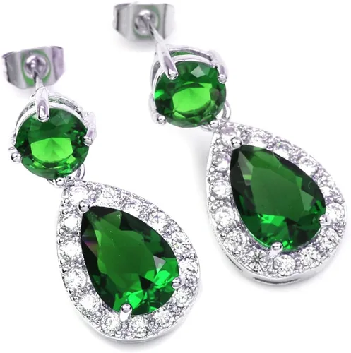 Vista 4 de FC plata oro blanco Gp Collar de lágrima de vidrio multicolor arete bisutería Sets de moda Valentines Day Gifts