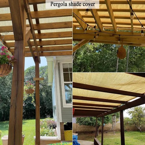 Vista 5 de Tela de sombra 90% para patio, pérgola de 6 x 6 pies, tela transpirable para playa, terraza, porche, cenador, cochera, parasol al aire libre
