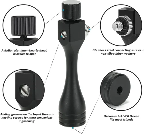 Vista 6 de Adaptador de trípode binocular con rosca de 1/4-20 pulgadas, adaptador de liberación rápida para fijar prismáticos a un trípode de montaje