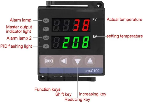 Vista 4 de Controlador de temperatura, REX-C100 Digital PID Termostato Controlador de Temperatura con Pantalla Dual PV/SV, RELÉ y Control SSR, para Medición