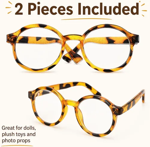 Vista 4 de Toyvian 2 mini gafas de sol con estampado de leopardo para muñecas de 18