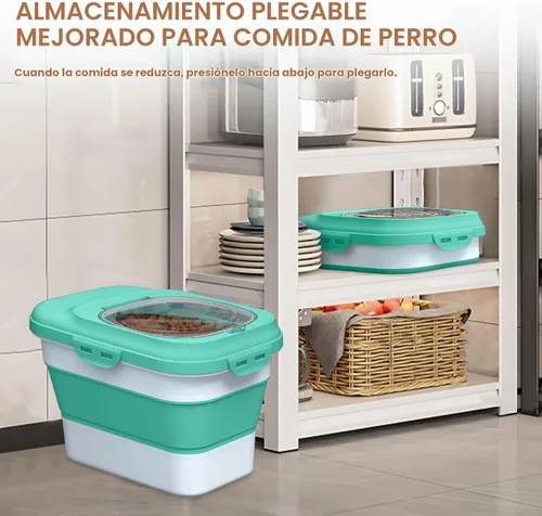 Vista 5 de TIOVERY Contenedor de Almacenamiento de Comida para Perros, Contenedores Plegables de Comida para Perros y Gatos de 10lb a 13lb con Tapa Abatible