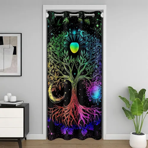 Vista 11 de jejeloiu Cortina de puerta de estilo japonés para puerta, privacidad de 42 x 80 pulgadas, tratamiento de ventana japonés Ukiyoe para decoración