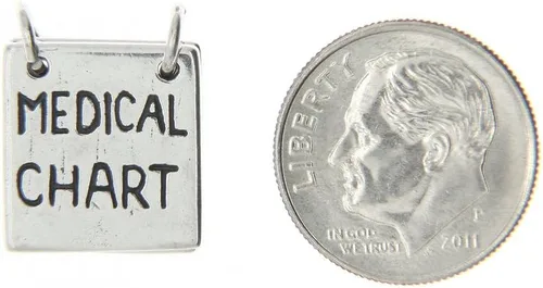 Vista 2 de LGU Dije o colgante de plata de ley oxidado apilado plegable con gráfico médico