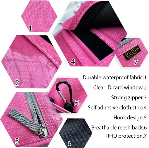 Vista 3 de Cartera de viaje para el cuello, con bloqueo RFID, soporte para pasaporte con correa ajustable para el cuello para hombres y mujeres para mantener