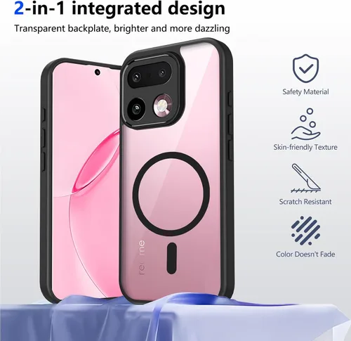 Vista 107 de Funda magnética transparente compatible con Xiaomi 17T, color negro 2 en 1 PC + TPU cubierta de teléfono a prueba de golpes, carcasa protectora