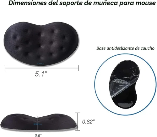 Vista 5 de BRILA Almohadilla de Soporte Ergonómica de Espuma Viscoelástica para Reposamuñecas de Ratón para Computadora, Laptop, Trabajo de Oficina