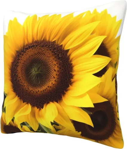 Vista 3 de Funda de cojín cuadrada suave con estampado de girasol, funda de cojín para decoración del hogar, sala de estar, cama, sofá automóvil, 16 x 16