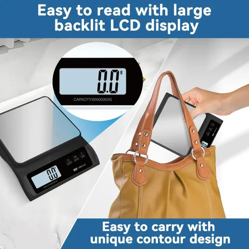 Vista 5 de CYBERGIANT Báscula digital de precisión para alimentos de 13 libras/0.004 oz, preparación de comidas, cocina, horneado y café expreso, báscula