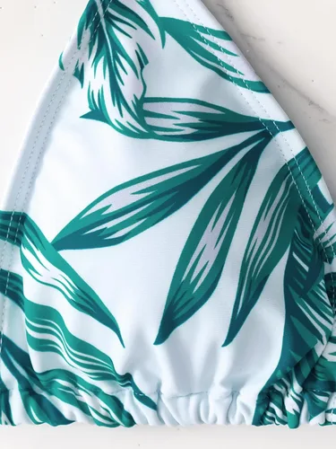 Vista 3 de SHENHE Traje de baño de 3 piezas para mujer, conjunto de bikini halter triangular, con salida de baño para la playa