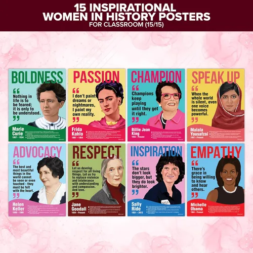 Vista 7 de Decorably - 15 carteles de mujeres en la historia, figuras influyentes, 11 x 14 pulgadas Inspirational Influential People Posters, Matte-Laminated