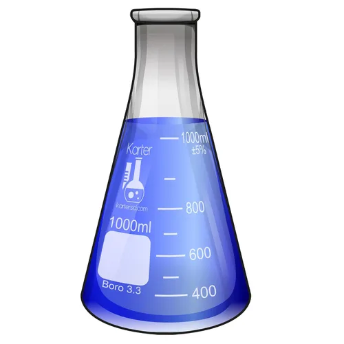 Vista 3 de Karter Scientific - Matraz Erlenmeyer de boca estrecha de 1000 ml, vidrio borosilicato 3.3, 213G22 (Individual) 3.3 vidrio de borosilicato, boca
