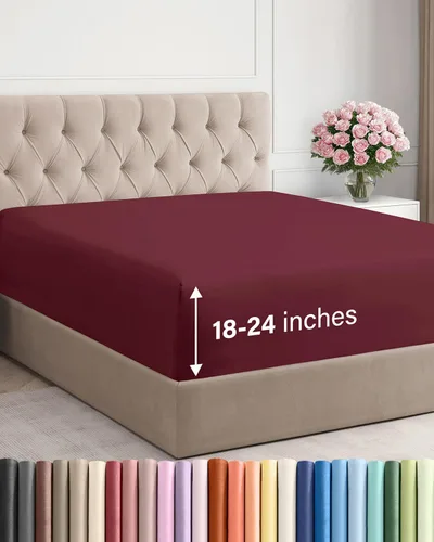 Vista 16 de Sábana bajera ajustable extra profunda Twin XL – Sábana bajera individual de lujo de hotel solamente – Se adapta fácilmente a colchones de 18 a 24