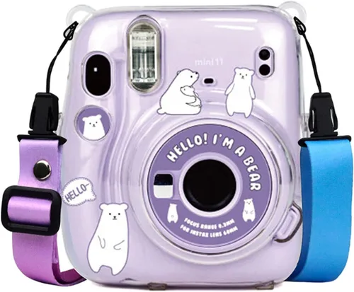 Vista 2 de Kit de funda transparente Mini 11 para Fujifilm Instax Mini 11, funda para cámara instantánea con bolsillo para película, calcomanías adhesivas