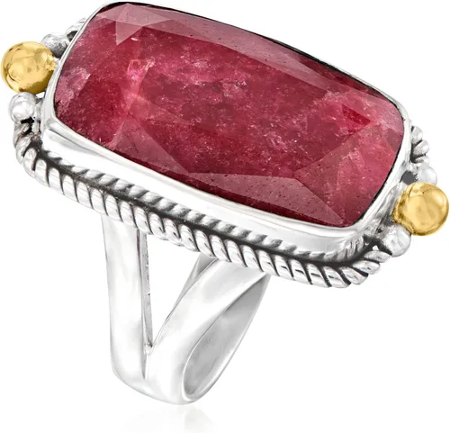 Vista 3 de Ross-Simons 9.50 Carat Ruby Roped-Edge Ring in Sterling Silver With 18kt Gold Over Sterling