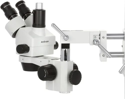 Vista 4 de AmScope SM-4TPX microscopio profesional trinocular estéreo con control de enfoque simultáneo, oculares WH10x, aumento de 3,5-45X, objetivo de zoom
