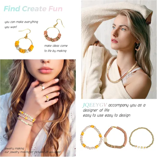 Vista 4 de JQEEYGV Kit para hacer pulseras 3 cajas - 11,000 piezas de cuentas de arcilla - 48 colores de moda de cuentas para kit de pulseras de amistad