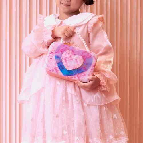 Vista 5 de KAMIER Joyero infantil para niñas, corazón rosa