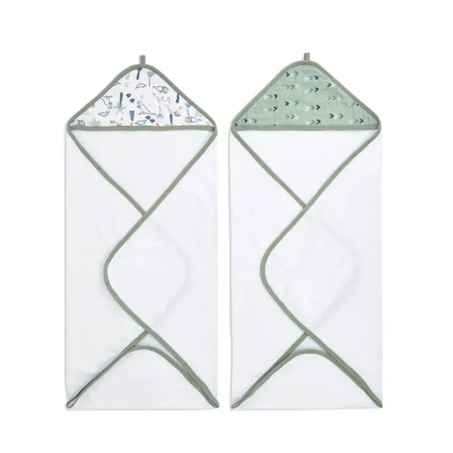 Vista 11 de aden + anais Essentials - Toalla de baño con capucha para bebé, súper suave, 100% algodón, paquete de 2, conejitos ruborizados