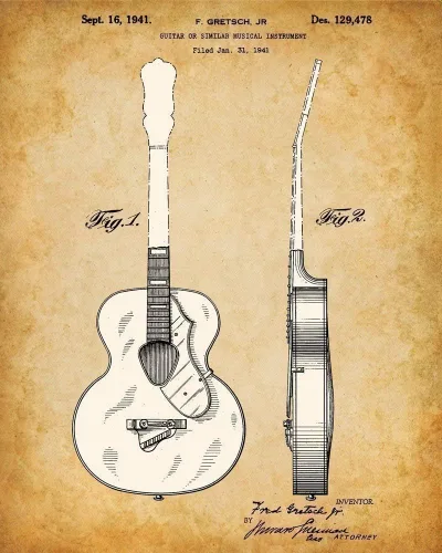 Vista 5 de Juego de cuatro fotos (8 x 10) pósteres de guitarra acústica, imágenes de pared de guitarra, gran póster de regalo para guitarristas, músicos, salas