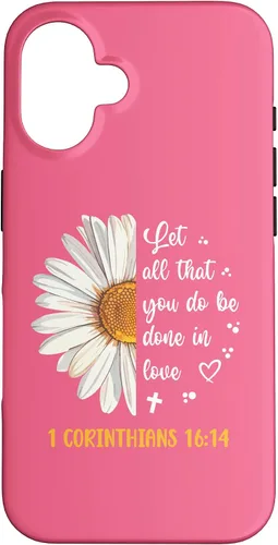 Vista 32 de Linda Daisy 1 Corinthians 16:14 Love Bible Verse for Women Case for iPhone 17