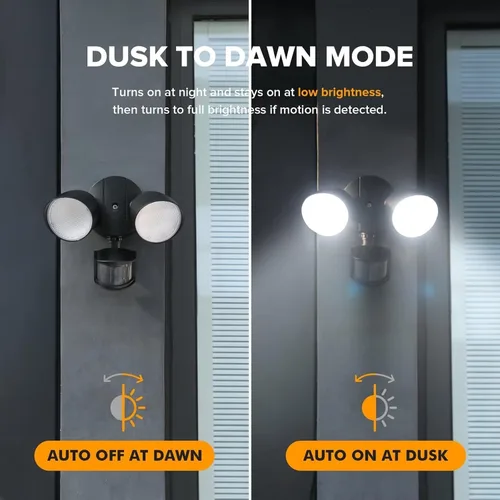 Vista 3 de UME Paquete de 2 Luces LED de Seguridad de 32W 3500 Lúmenes con Sensor de Movimiento para Exteriores, Luz Diurna 5000K, IP65 Impermeable, del Negro