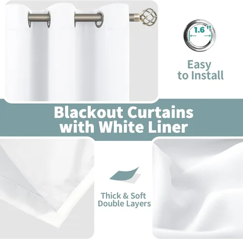 Vista 5 de BGment - Cortinas blackout blancas para dormitorio de 63 pulgadas de largo, juego de 2 paneles, cortinas para habitación con aislamiento térmico