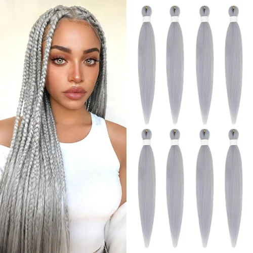 Vista 98 de 8 paquetes de extensiones preestiradas - 16 pulgadas de cabello trenzado premium, 55G/paquete, sin picazón, fijación en agua caliente, textura Perm